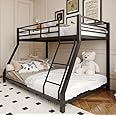 Bellemave Twin XL Over Full Bunk Bed, Heavy Duty Metal Bunk Bed Frame for Adults, Adult bunk beds, Twin XL Bunk Bed, Black