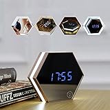 Portable Mirror Alarm Clock PYRUS Night Light Rechargeable Digital Alarm Clock Powered Led Table Lamp Travel Alarm Clock