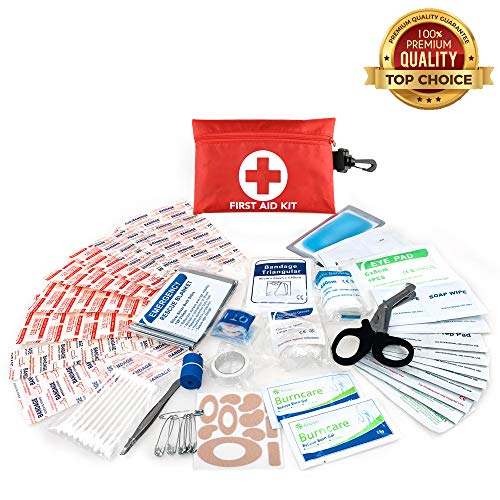Small First Aid Kit, 100 Pieces Compact Waterproof Mini Emergency Survival Kit FDA OSHA Compliant for Home, Workplace, Vehicle, Travel, Camping, Backpacking Outdoor (Red) - Thumbnail 3