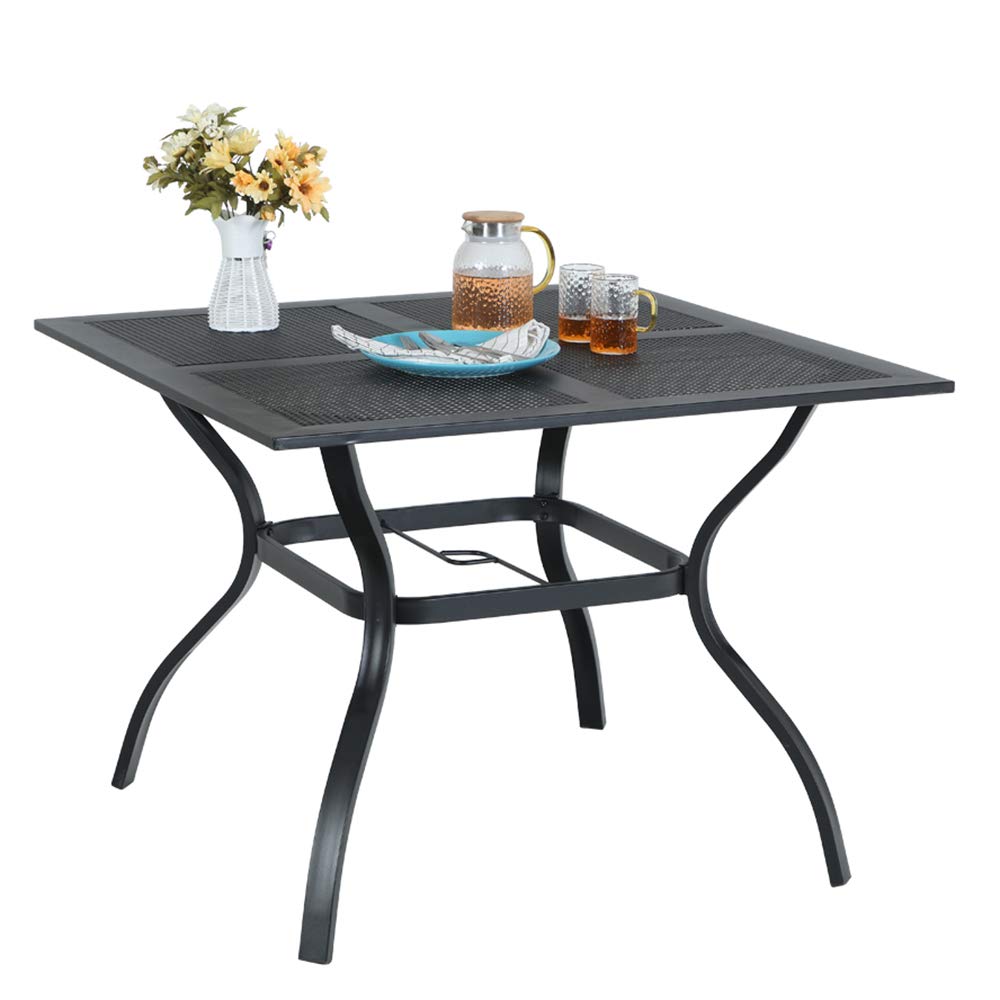 Mf Studio 37 X 37 Square Patio Bistro Table Outdoor Dining Table Powder Coated Steel Frame Top Umbrella Stand Deck Outdoor Furniture Garden Table Black Garden Outdoor Cjp Org In