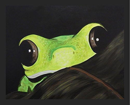 FRAMED Peeking Frog by Ed Capeau 10x8 Art Print Poster Wall Decor Green Tree Frog Peek A Boo Save The Rainforest