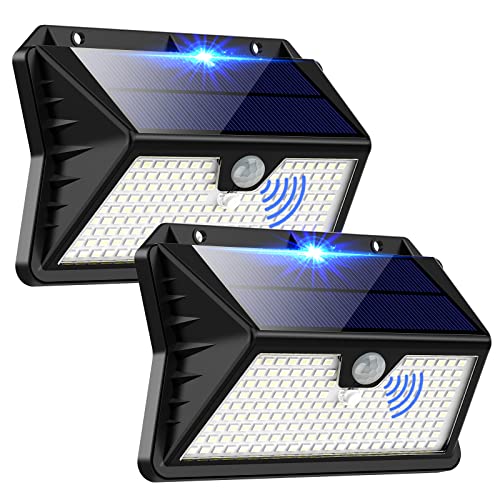 OUILA Solar Outdoor Light, 3 Modes Spotlight with Detector, 185 LED Solar Spotlight IP65 Waterproof Light for Garden, Garage, Patio, (2-Pack)