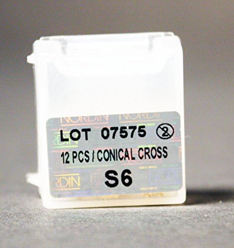 Nordin Dental HN-S6 Swiss Made Gold plated Conical cross head Screw Post S6 12/pk