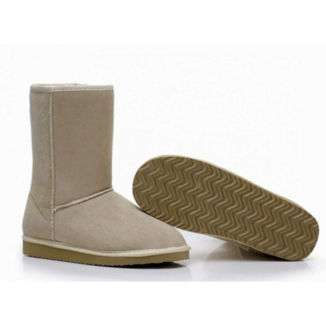 FANEO Women Solid Color Keep Warm Flat Heel Shor Snow Boots Beige