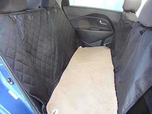 Dog Gone Dog Hammocks Pet Seat Cover with Brown Soft Washable Fleece Mat - 2 Piece Set - Waterproof - Nonslip + Seat Flaps - 58" X 54" Wide