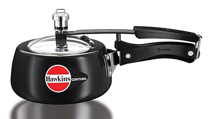 Hawkins Contura Hard Anodised Aluminium Pressure Cooker, 1.5 Liters, Black