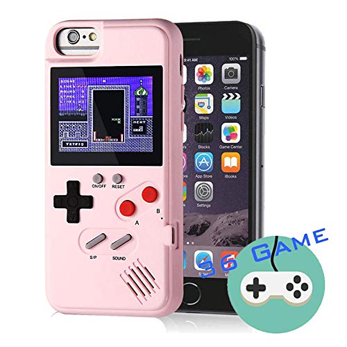 Gameboy Case for iPhone, Autbye Retro 3D Phone Case Game Console with 36 Classic Game, Color Display Shockproof Video Game Phone Case for iPhone(for iPhone 6P/7P/8P, Pink)