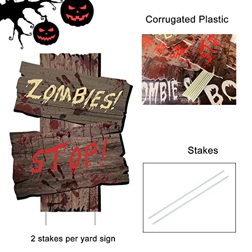 WizPower Halloween Decorations Outdoor Yard Signs Scary Beware Outside Decorations Zombie Vampire Graves Party Supplies