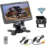 Camecho RC 12V 24V Car Backup Camera Rear View Wireless IR Night Vision Backup Camera Waterproof Kit + 7" TFT LCD Monitor Parking Assistance System For Truck / Van / Caravan / Trailers / Camper