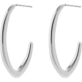Lightweight V-Shaped Hoop Earrings for Women | Polished Stainless Steel Minimalist Earrings, Trendy Jewelry Gift for Party, Vacation, Date Night