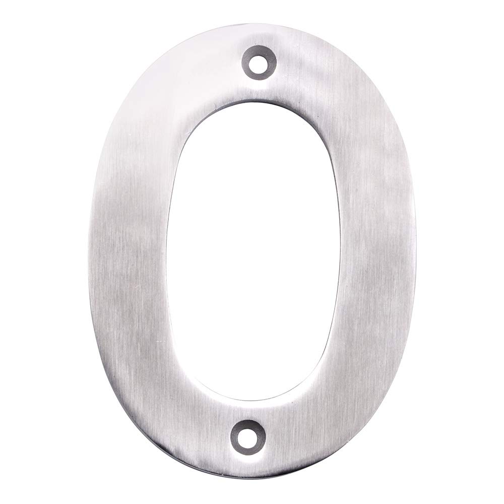 Carlisle Brass NUM10100SSS Euro spec Numerals Number 0, Satin Stainless Steel, 72 x 100 x 5 mm