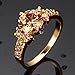 Bamos Jewelry 10KT Gold Plated Women Ring Diamond Cut Style Big Champagne CZ Ring With Small Diamond Gold Wedding Ring