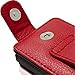iGadgitz U3522 Leather Flip Case Cover with Detachable Carabiner +Belt Loop +Magnetic Closure +Screen Protector Compatible with Sony Walkman NWZ-A15, A17, A25, A27 8GB 16GB 32GB & 64GB - Red