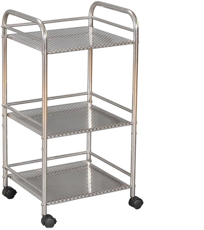 Storage Rack Stainless Steel Metal Storage Rack Storage Rack 3-Wheeled Floor Rack 35 * 26 * 65cm