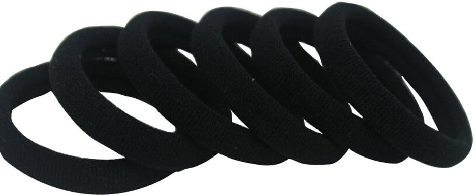 No Damage Elastic Hair Ties, Girls Elastics Perfect for Girls with Fine Hair, Curly Hair or Sensitive Scalps,Women's Braided Elastic Thick,Multicolor,Ponytail Hair Band Rope 20 Count (Black)