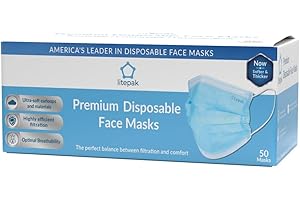 Litepak Disposable Face Masks - 3 Ply Surgical Adult Mask With Nose Wire Protection - Breathable Protective Face Covering