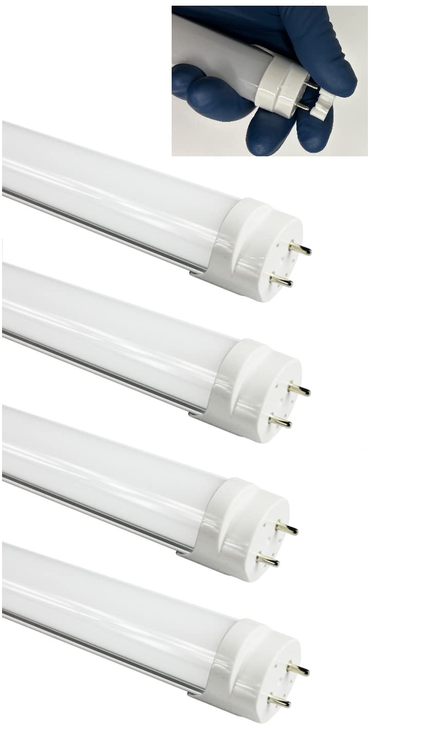Photo 1 of (4-PACK) Fulight Type B T8 LED Tube Light - 2FT 24-Inch 10-Watt (18W Equivalent), Cool White 4000K, F17T8, F18T8, F20T10, F20T12/CW, Double-End Powered, Frosted Cover - 85-265VAC (Not a Plug-and-Play)