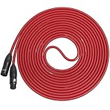 LyxPro Balanced XLR Cable 25 ft Premium Series Professional Microphone Cable, Powered Speakers and Other Pro Devices Cable, Red
