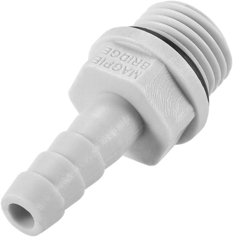 sourcing map PVC Barb Hose Fitting Connector Adapter 6mm or 15/64" Barbed x G1/4 Male Pipe 5pcs, Grey, 15/64" x G1/4 - Image 5