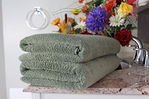ORGANIC LUXURY HOTEL &amp; Spa EXTRA LARGE 2-Piece Bath Sheet Set, Turkish Cotton, Made in Turkey Maximum Softness &amp; Absorbency, Organic, Chemical-free, Antibacterial (Pistachio Green)