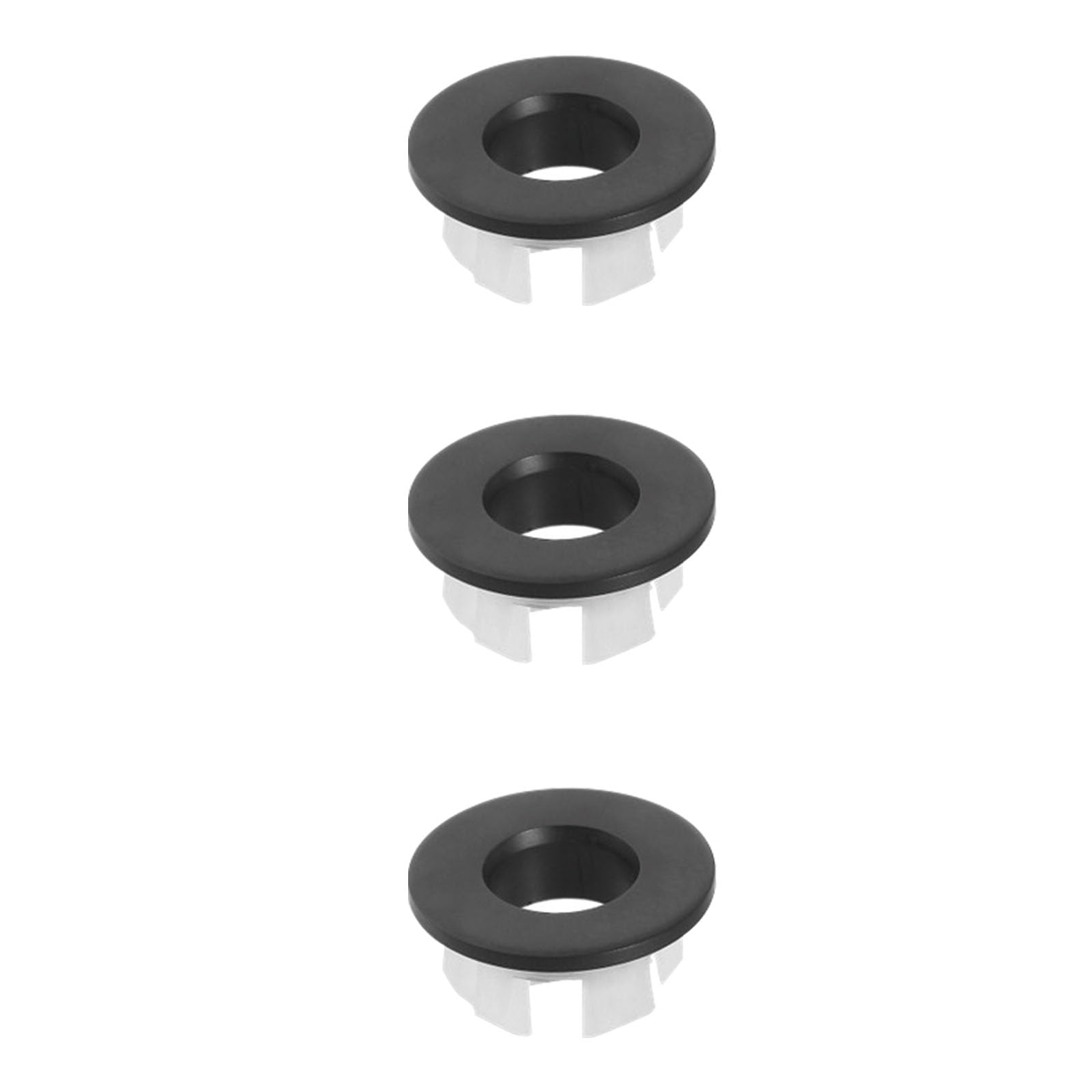 Overflow Rings, Copper Sink Overflow Caps, Round Basin Drain Hole Covers for Bathroom, Kitchen, 3 Pcs, Black
