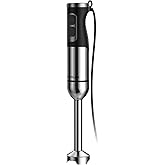 1000W Powerful Immersion Blender Handheld, 2025 New Update Hand Blender with 25-Speed and Heavy-Duty Copper Motor (Silver)