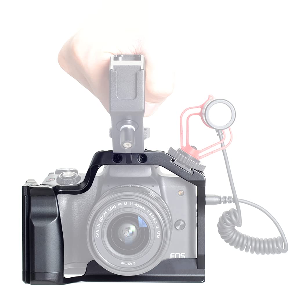 Hersmay EOS M50 Mark II Camera Cage for Canon EOS M50II M50 M5 Mirrorless Vlogging Camera Kit with Cold Shoe,Handle Locating Holes,Multiple 1/4