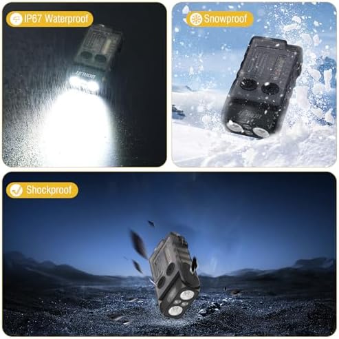 V20 Mini Lampe de Poche, Lampe Torche Rotatif à 180° avec UV 365nm, Alarme Buzzer 110dB, 1000 Lumen avec 13 Modes, IP67 étanche, pour le Camping la Randonnée(noir)