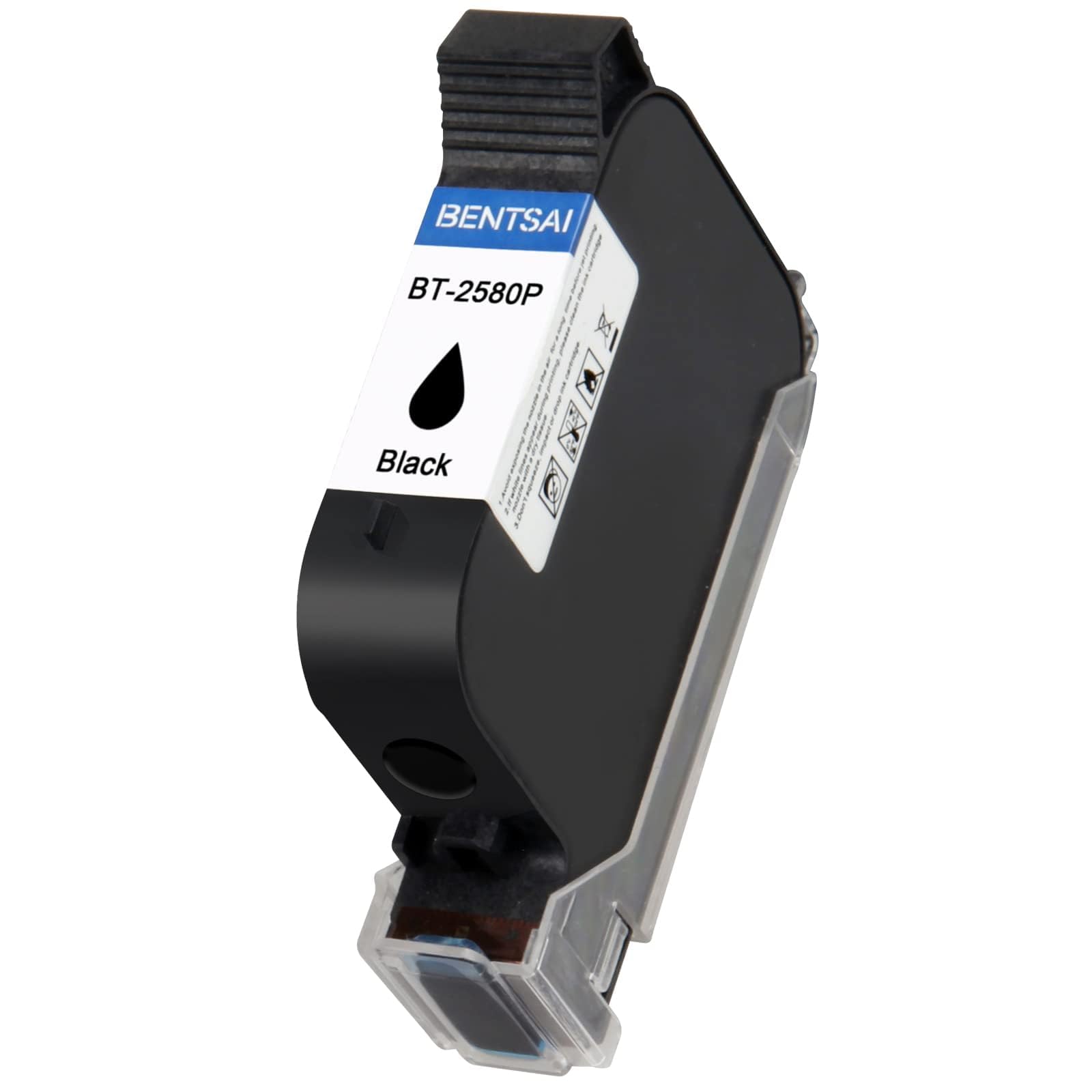 BENTSAI BT-2580P Original Solvent Quick Dry Ink Cartridge Use for 12.7mm (0.5 Inch) Handheld Inkjet Printer BT-HH6105B2 BT-HH6105B3 B10 Printed on Carton, Wood, Plastic, Metal and More