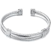 Kim Carrey Solid Pure Silver Mens Bracelets | S925 Understated Bracelet | Fine Men's Open Bangle | Men Jewelry Gift (2 Layers Twist)