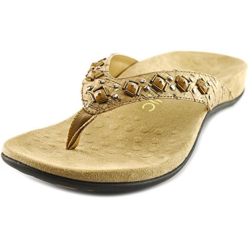 Vionic Women's Rest Floriana Toepost Sandal - Ladies Flip Flops with Concealed Orthotic Support Gold Cork 9 M US