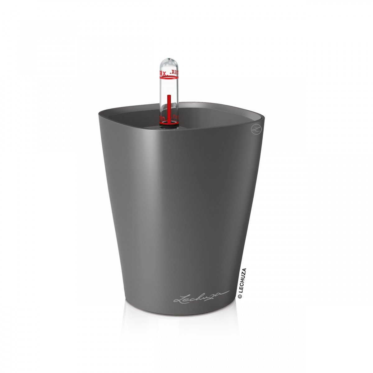 LECHUZA Self Watering Plant Pot MINI DELTINI Small Plastic Indoor Plant Pot without Drainage Hole D10 H13 cm Charcoal Metallic
