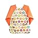 Hi Sprout Unisex Infant Toddler Baby Super Waterproof Sleeved Bib, Reusable Bib with Sleeves& Pocket, Multi Patterns, 6-24 Months (cute face)