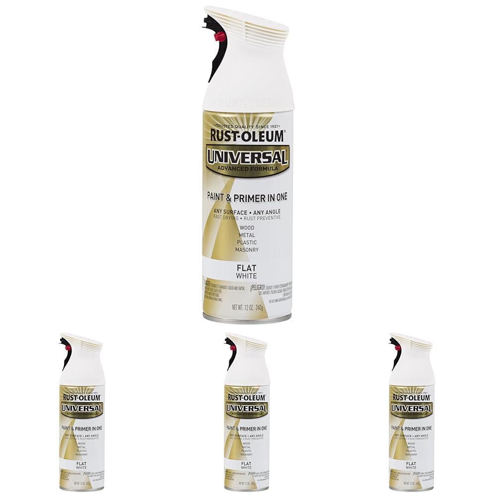 Rust-Oleum 247564 Universal All Surface Spray Paint, 12 oz, Flat White (Pack of 4) Image