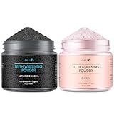 Aprilis Activated Charcoal & Cherry Teeth Whitening Powder Set, Natural & Organic Teeth Stain Remover, Rich in Vitamin C, Non-Abrasive and Safe on Enamel, 2 oz