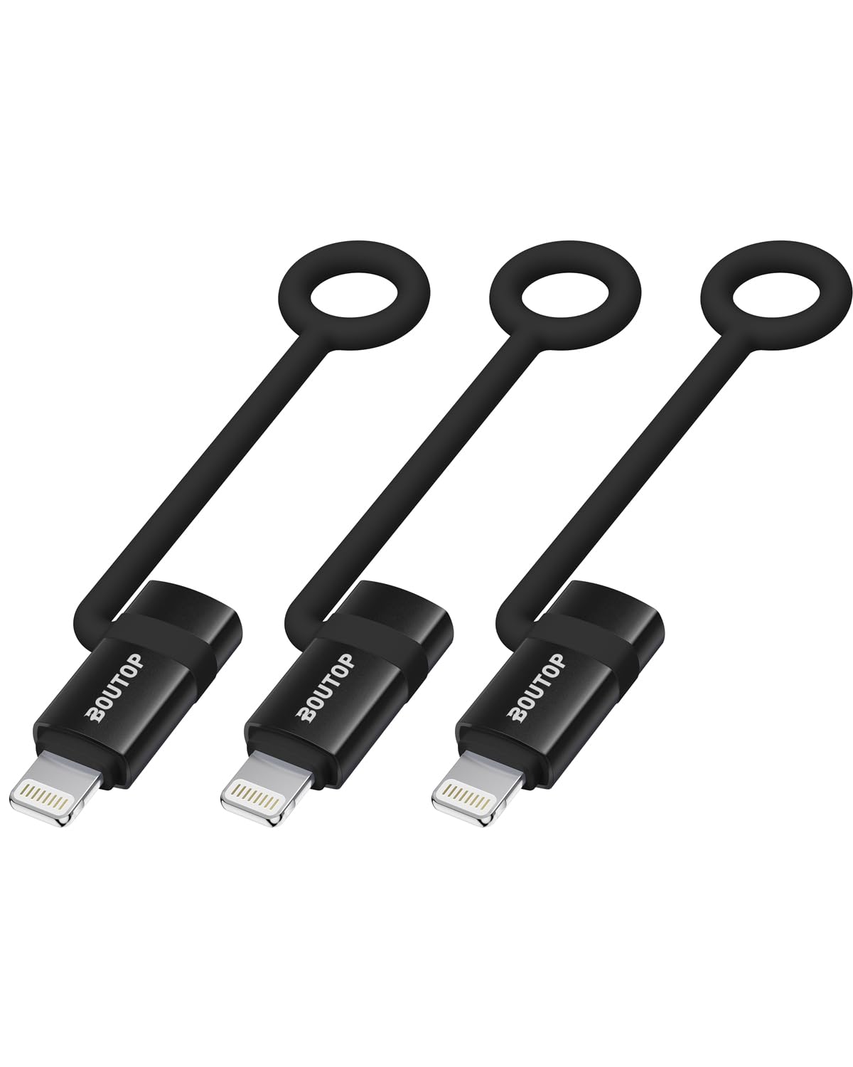 BOUTOP [Apple MFi Certified 60W USB C to Lightning Adapter for Fast Charging, USB C Female to Lightning Male Adapter for iPhone 14 13 12 11 Pro Max, iPad [3 Pack, Black], Not for Audio/OTG