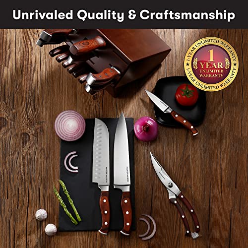 19Piece Premium Kitchen Knife Set With Wooden Block Master Maison