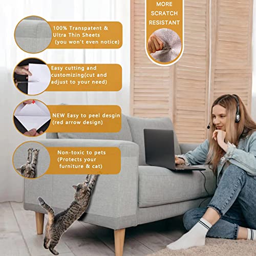 Furniture Protectors from Cats, Cat Scratch Deterrent Tape, 10 Pcs Double Sided Anti Scratching Sticky Tape, Training Tape - 5L (14\