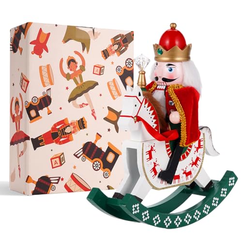 Combiubiu Nussknacker Figur-Kriegspferd,Nussknacker Soldat Aus Hochwertigem Kiefernholz,Deko Für Zuhause Kamin Tischdekoration,Weihnachten Weihnachtsdekoration Geschenke(30.5Cm)