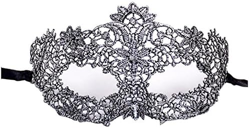 Lenfesh Masquerade Sexy Elegant Lace Mask Catwoman Cutout Prom Party Mask Accessories (Silver)