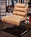 Zenree Comfortable Padded Collapsible Armless Lounge Chair Golden Micro Fiber Soft Cushion for Living Room Dorm Bedroom Patio