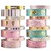 YUBBAEX 16 Rolls Washi Tape IG Style Masking Set Gold Foil Decorative for Arts, DIY Crafts, Journal Supplies, Planners, Scrapbooking, Wrapping Rainbow -Cute- (IG Set 16 Rolls)