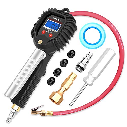GOOLOO Upgraded Digital Tire Pressure Gauge, 255 PSI Tire Inflator Air Chuck and Compressor Accessories Heavy Duty with 360 Degree Rotatable Rubber Hose, Quick Connect Plug for Car Truck Motorcycle - Thumbnail 6