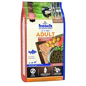 bosch HPC Adult | con Salmón fresco y Patata | Comida seca para perros adultos de todas las razas | 1 kg