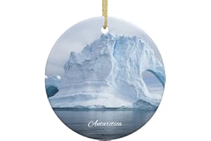 DEVONART Antarctica Ornament, 3" Ceramic Double Sided Christmas Ornament City Travel Souvenir, Round Hanging Pendant Ornaments, Gifts for Xmas Holidays, Landscape Travel Memorable Ornaments for Home Decor