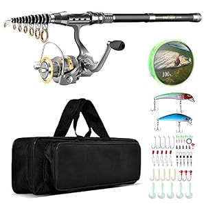 Outlife Kit De Pêche Complet Avec Canne à Pêche Télescopique Vapeur De Pêche Moulinet 100m Ligne De Pêche Set D’appâts Leurres De Pêche Luya Hameçons Sac De Rangement Pour Pêcher En Mer Lac