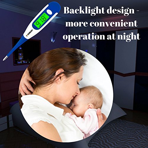 Best FDA Digital Medical Baby Thermometer , Easy Accurate and Fast 10 Second Read Fever Body Temperature , Flexible Tip ,Waterproof for Baby ,Kids, Adults, Pets ,Oral, Underarm,Rectal (Blue)