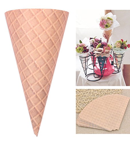Self-adhesive Flower Packaging Paper Bouquet wrapper Candy Food Paper Cones from Ocharzy (Brown, 20 pcs)