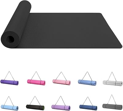 Narwhal 6mm Thick TPE Yoga Mat Non-Slip with Carry Strap 183 x 61 cm Green/Black