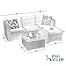 PHI VILLA Patio Sectional Clearance Wicker Rattan Small L-Shaped Outdoor Furniture Sofa Set with Upgrade Rattan (3 Piece,Blue)
